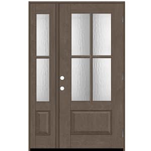 Regency 53 in. x 80 in. 3/4Lite 4SDL Oasis Deco Glass LHOS Prefinish Ashwood Fiberglass Prehung Front Door w/1_ 14inSL