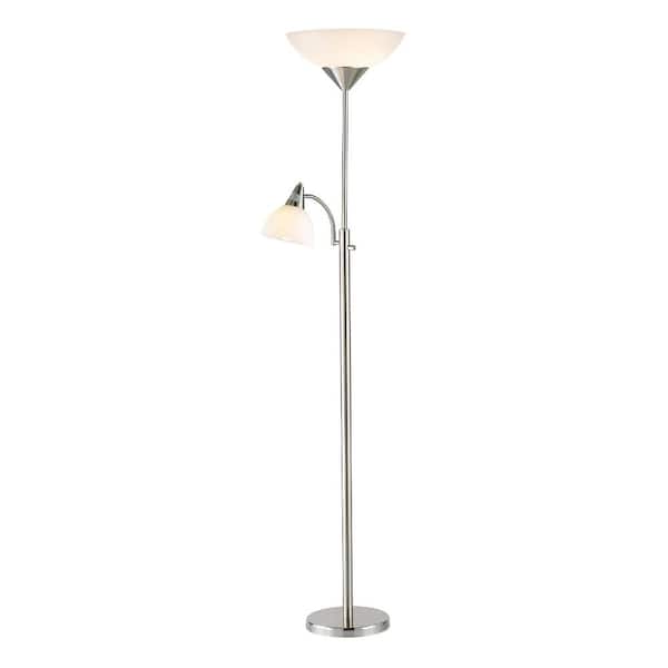 HomeRoots 71 in. Silver 2 Light 1-Way (On/Off) Novelty Floor Lamp for Liviing Room with Acrylic Novelty Shade