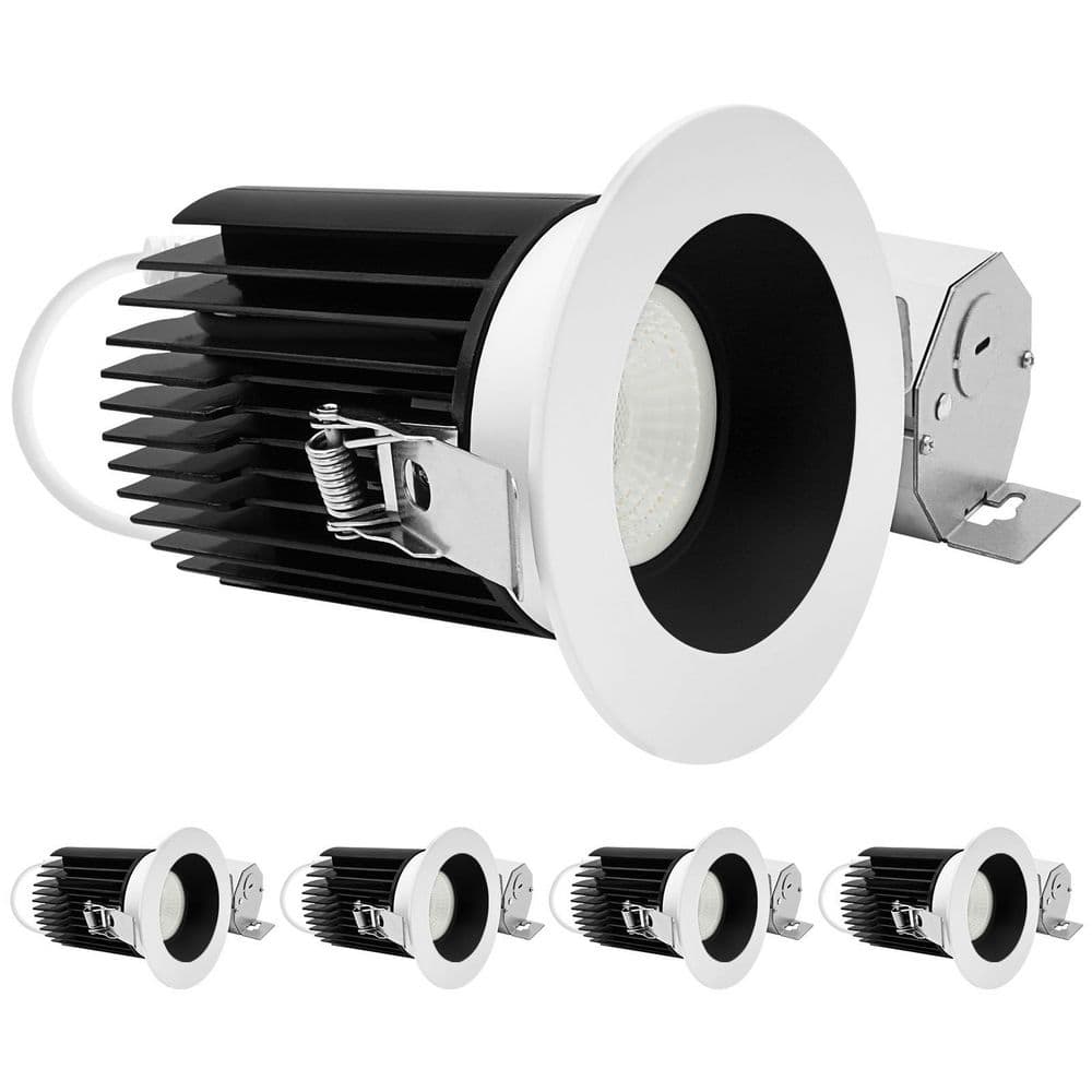 4 In. Integrated LED Trimless Regressed Spotlight with Square Black/White Trim, 5CCT 60º 22W 1700LM Dimmable 4PK price history on PriceWatchPro