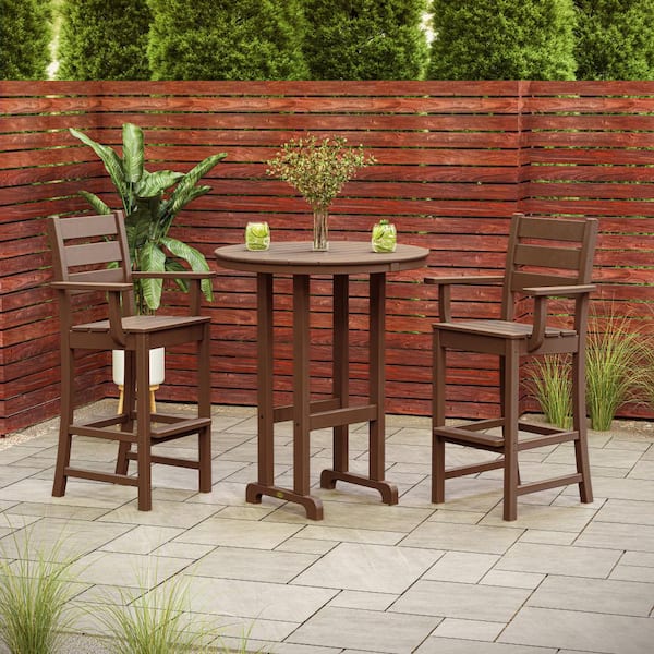 Grant Park Mahogany 3-Piece HDPE Plastic Farmhouse Bar Set