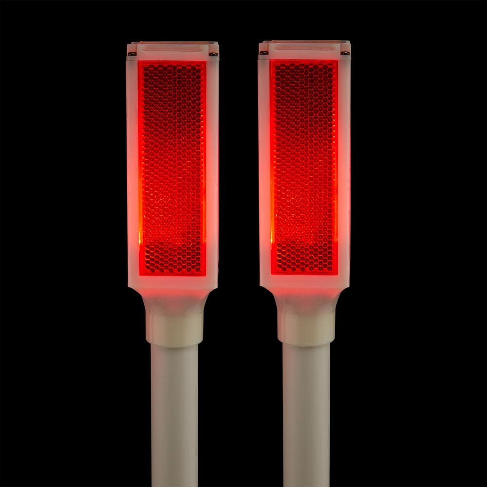White and Red Solar LED Pathway Light Set of 2