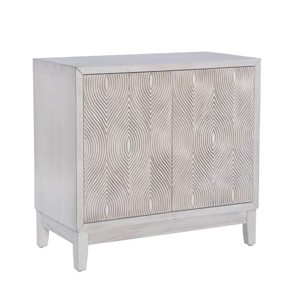 Linon Home Decor Jesreel 32 in. Antique White Wood Accent Storage Cabinet