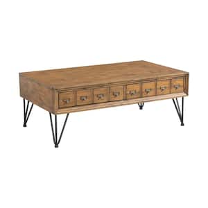 Tanner 2-Piece 48 in. Light Walnut Large Rectangle Wood Coffee Table Set with Drawers