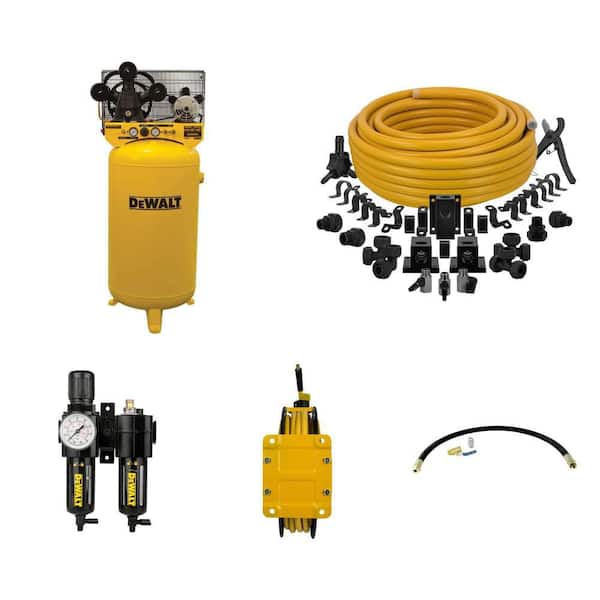 80 Gal. Air Compressor, Piping, Filter, Hose Reel and Install Kit