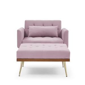 Polibi 35.2 in. Pink Velvet Accent Chair with Ottoman Foot Rest and Pillow  for Living Room,Bedroom,Office MB-PVMACORP-P - The Home Depot