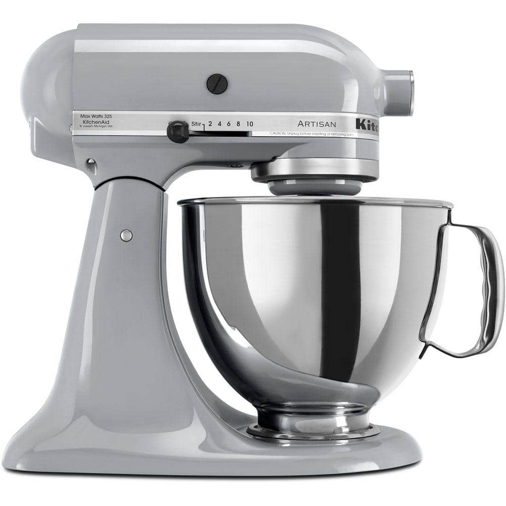 KitchenAid Artisan 5 qt. Metallic Charcoal Mixer With Beater, Wire Whip Dough Hook Attachments KSM150PSMC - The Home Depot