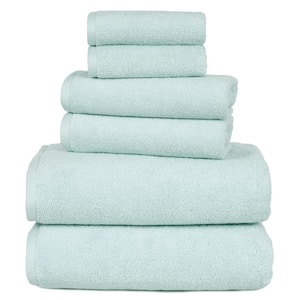 6-Piece Seafoam Solid 100% Cotton Bath Towel Set