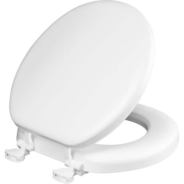 BEMIS Cushioned Vinyl Soft Round Closed Front Toilet Seat in White ...