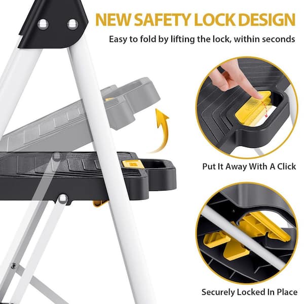 4.1 ft. Metal Lightweight Step Ladder (9 ft. Reach) with Safety Lock Design 800 lbs. Load Capacity Type IAA Duty Rating