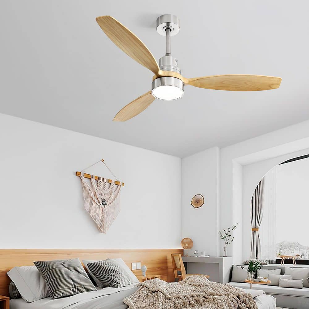 52 in. Indoor Brushed Nickel Downrod Mount Standard Ceiling Fan with Integrated LED and Remote Control price history on PriceWatchPro