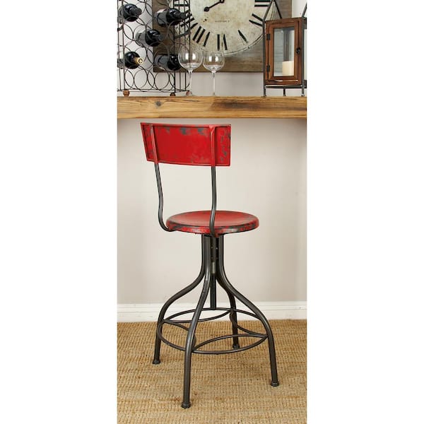 BRIDGELAND Pneumatic Swivel Metal Bar Stool with Low Back Support 91017 -  The Home Depot