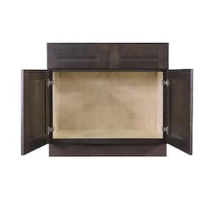Lancaster Shaker Assembled 36 in. x 34.5 in. x 24 in. Sink Base Cabinet with 2 Doors in Vintage Charcoal