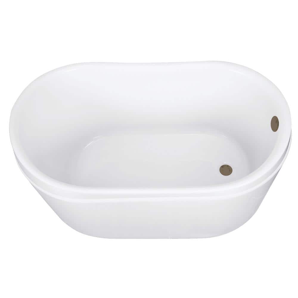 52-Inch White Acrylic Freestanding Slipper Tub with Drain