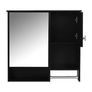 29 in. W x 28 in. H Rectangular MDF Medicine Cabinet with Mirror in Black