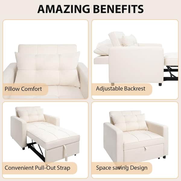 HOMESTOCK 3-in-1 Convertible Chair Bed 39 Pull Out Folding