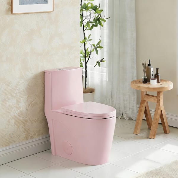 1-piece 1.1/1.6 GPF Dual Flush Ceramic Toilet in Pink, MAP 1000g,ADA Certified