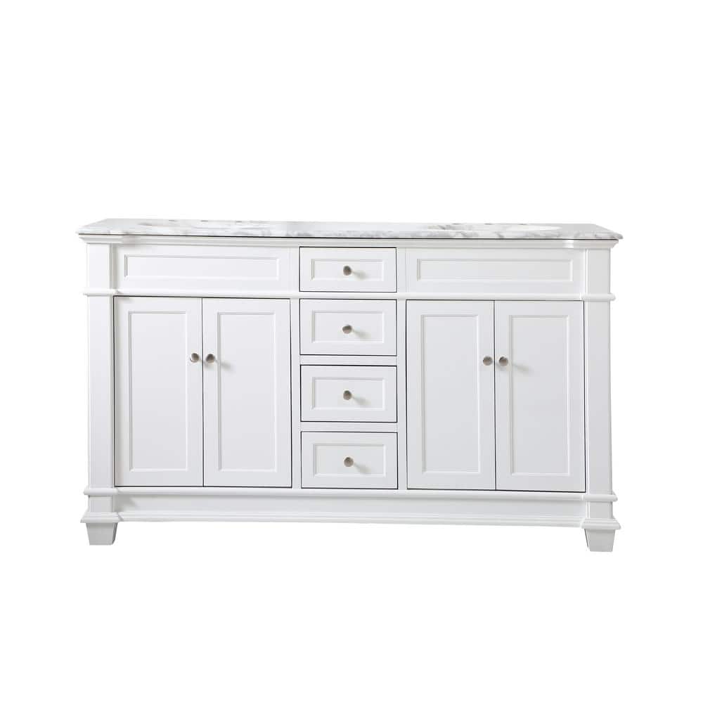 Timeless Home 60 in.W x 21.5 in.D x 35 in.H Double Bath Vanity in White wit
