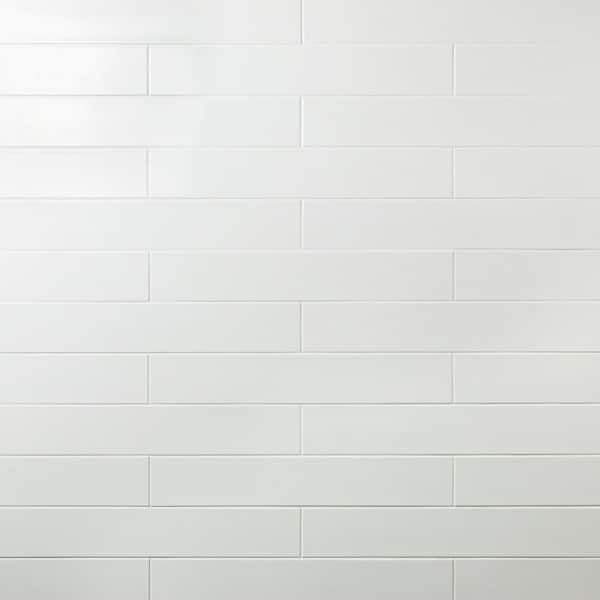 Ivy Hill Tile Zekke White 4 in. x 24 in. x 10 mm Polished Porcelain Subway Wall Tile (15-Pieces/9.68 sq. ft./Box)