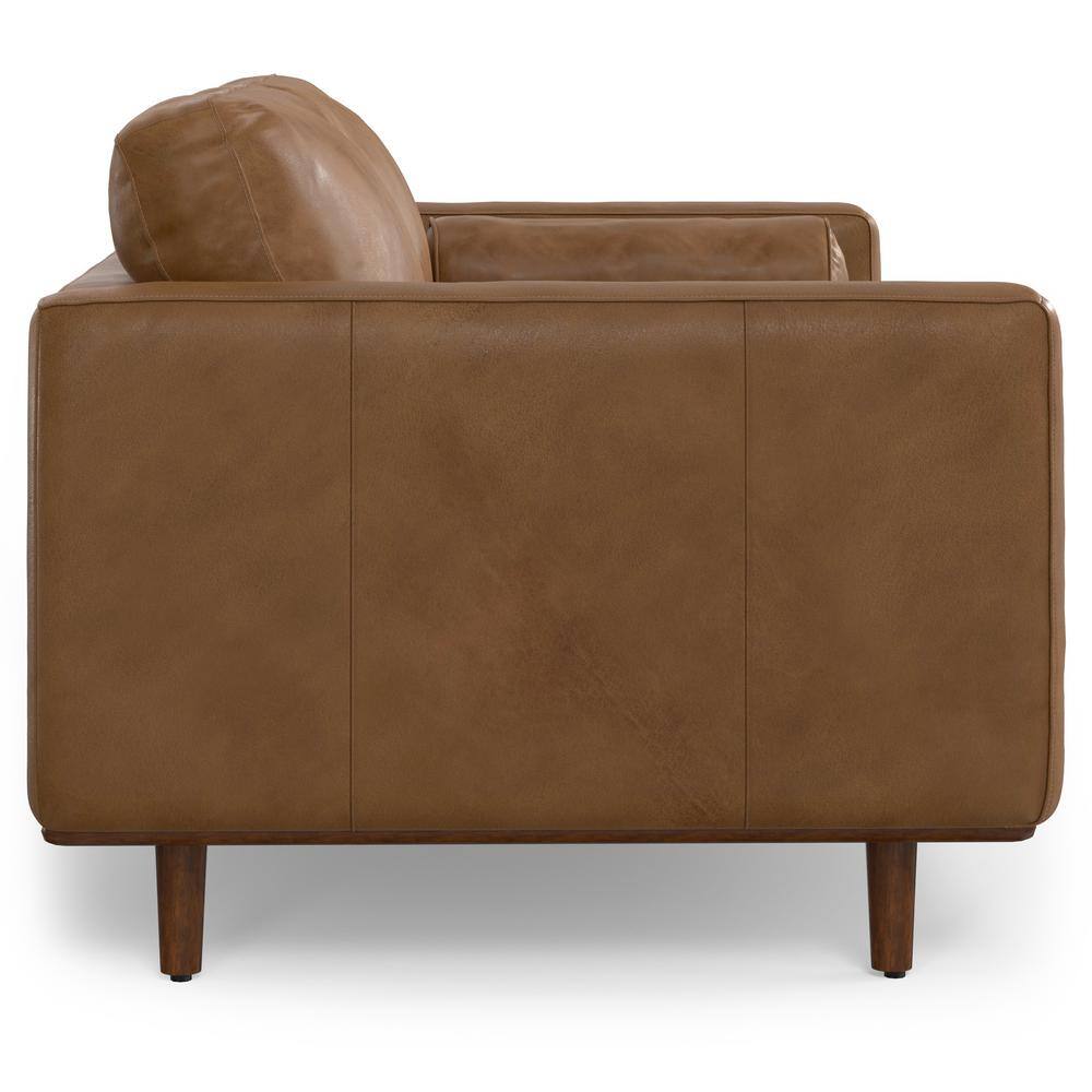 Caramel Brown Genuine Leather 72-Inch Lawson Sofa with Pillow-Top Arms