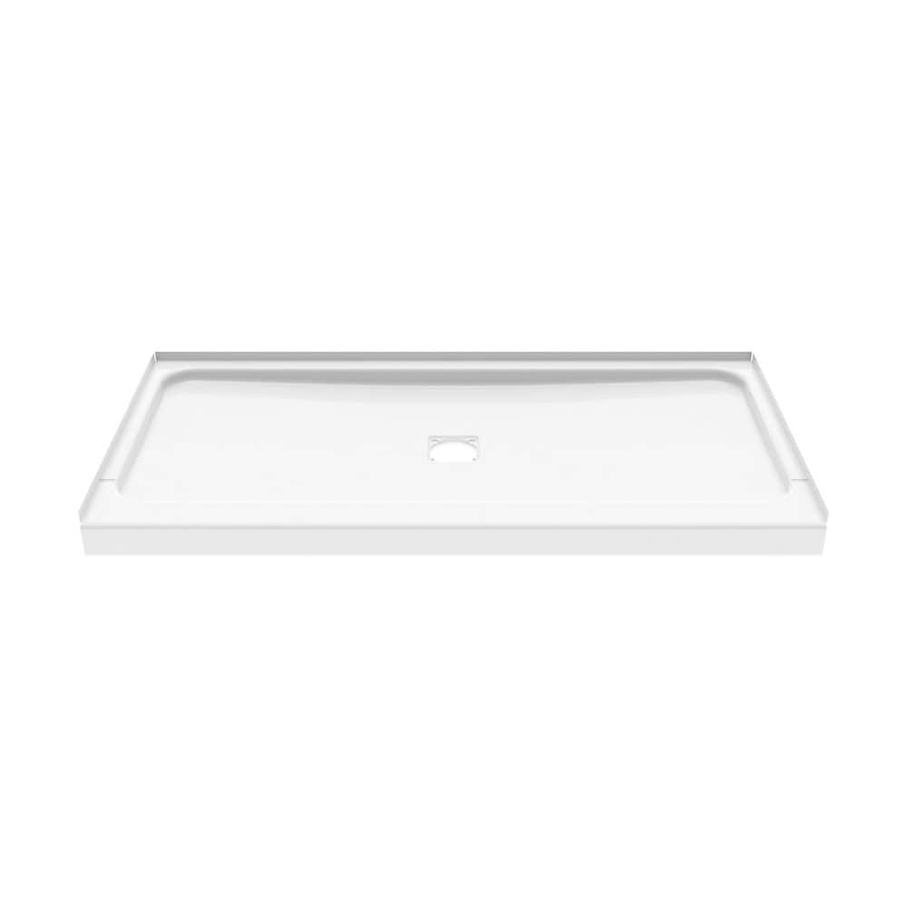Showercast 60 in. L x 30 in. W Alcove Shower Pan Base in White with Square Chrome Center Drain price history on PriceWatchPro