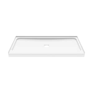 Showercast 60 in. L x 30 in. W Alcove Shower Pan Base in White with Square Chrome Center Drain
