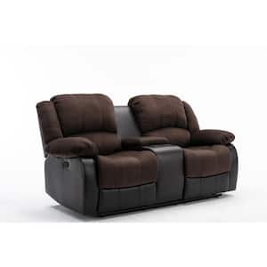 Champion 76 in. Brown Microfiber 2-Seater Reclining Loveseat with Cupholders