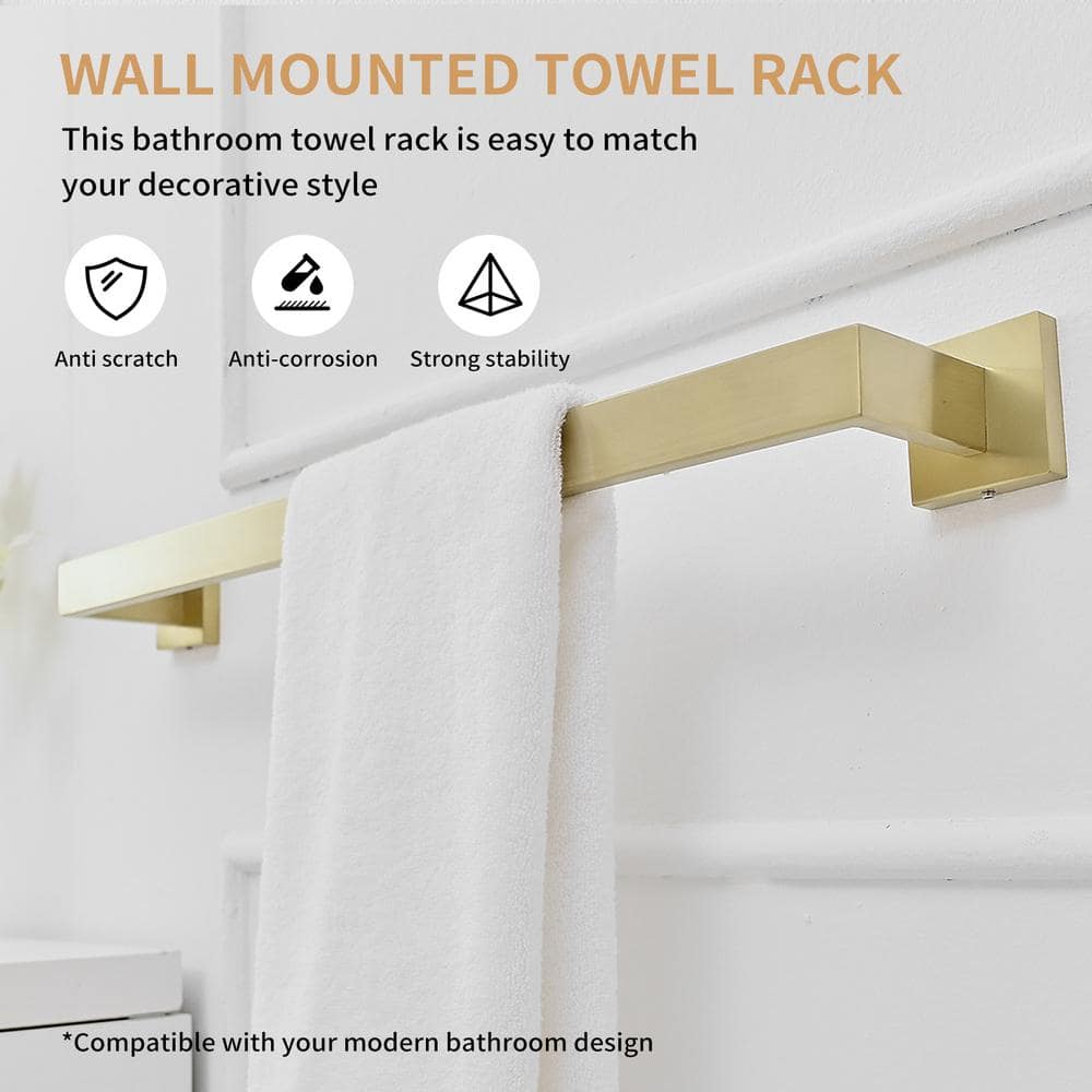 Brushed Gold 24-Inch Stainless Steel Wall Mounted Towel Bar