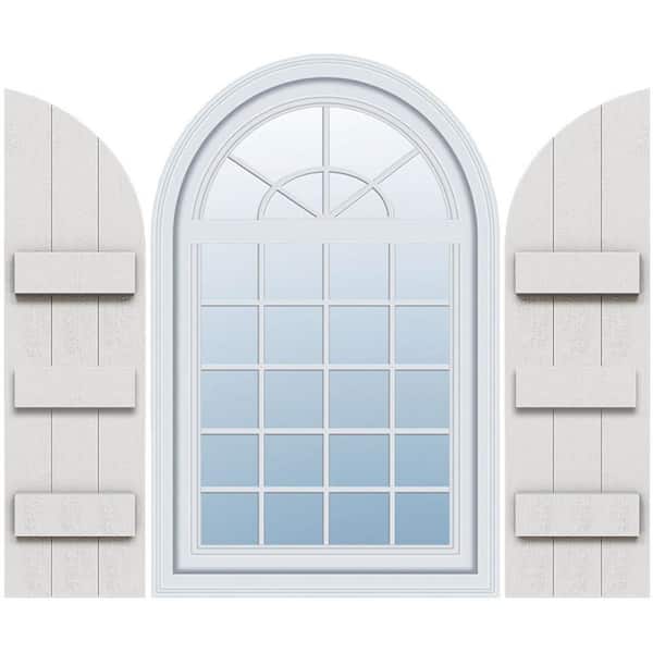 Ekena Millwork Timberthane 16.125 in. W x 92 in. H Joined Three Board Straight Top Polyurethane Board and Batten Shutters