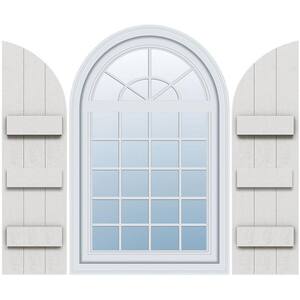 16-1/8 in. x 61 in. Polyurethane Rustic 3-Board Joined Board and Batten Shutters Faux Wood w/Quarter Round Arch Top Pair