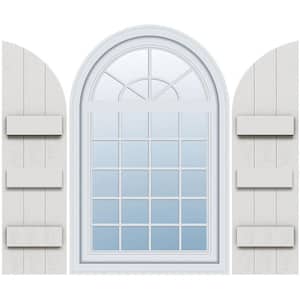 16-1/8 in. x 90 in. Polyurethane 3-Board Joined Board and Batten Shutters Faux Wood with Quarter Round Arch Top Pair