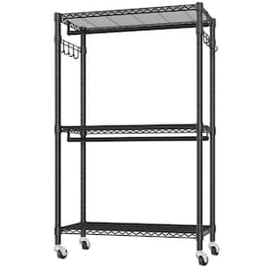 Black Metal Garment Clothes Rack with Wheels 45 in. W x 80 in. H