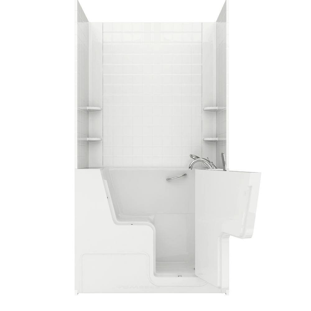 Rampart Wheelchair Accessible 4.5 ft. Walk-in Air Bathtub with 4 in. Tile Easy Up Adhesive Wall Surround in White price history on PriceWatchPro
