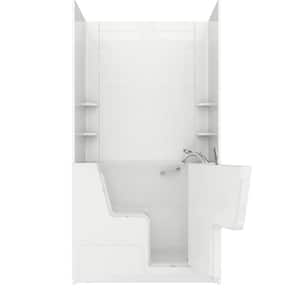 Wheelchair Accessible 4.5 ft. Walk-in Whirlpool and Air Bathtub with 4 in. Tile Easy Up Adhesive Wall Surround in White