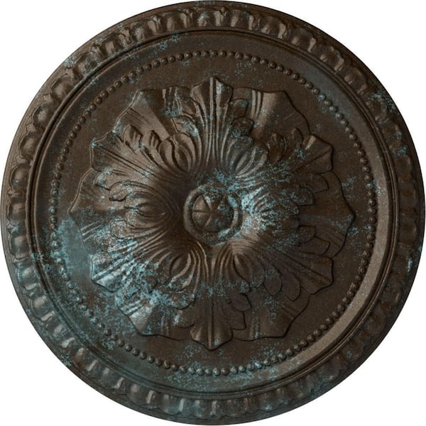 Ekena Millwork 18" x 1-3/8" Richmond Urethane Ceiling Medallion (Fits Canopies upto 2-5/8"), Bronze Blue Patina