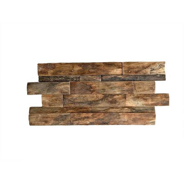 Ekena Millwork 23-3/4 in. x 11-7/8 in. x 3/4 in. Shipboard Boat Wood Mosaic Wall Tile, Natural Finish (6-Pack)