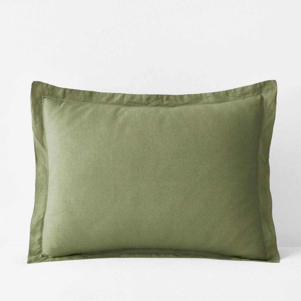The Company Store Legends Hotel Moss Green Relaxed Linen King Sham