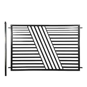 8 ft. x 5 ft. Sofia Series Black Metal Iron Fence Gate Panel No Pickets Flat Top