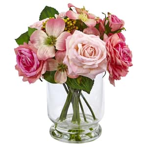 YIYIBYUS 5 .9 in. Pink Artificial Silk Rose Flower Bouquet Table  Centerpieces 10Pcs JJOUSJ8XWDZJ8 - The Home Depot