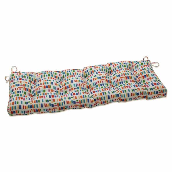Pillow Perfect Novelty Rectangular Outdoor Bench Cushion in Blue