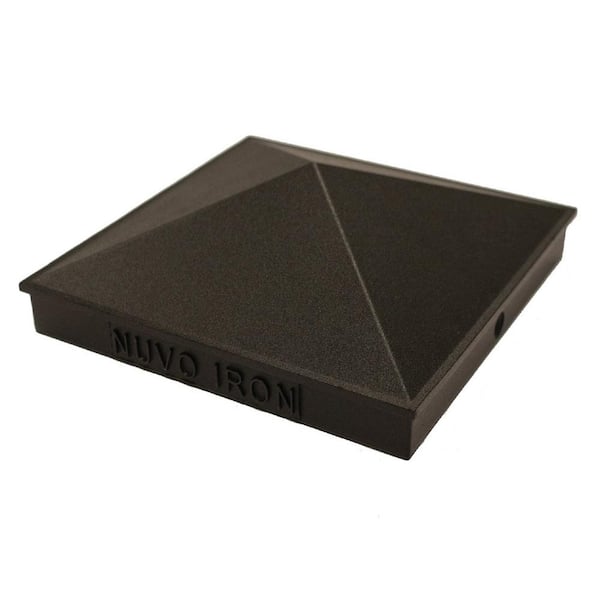 NUVO IRON 6 in. x 6 in. Black Aluminum Ornamental Pyramid Post Cap