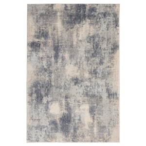 Rustic Textures Blue/Ivory 5 ft. x 7 ft. Abstract Contemporary Area Rug