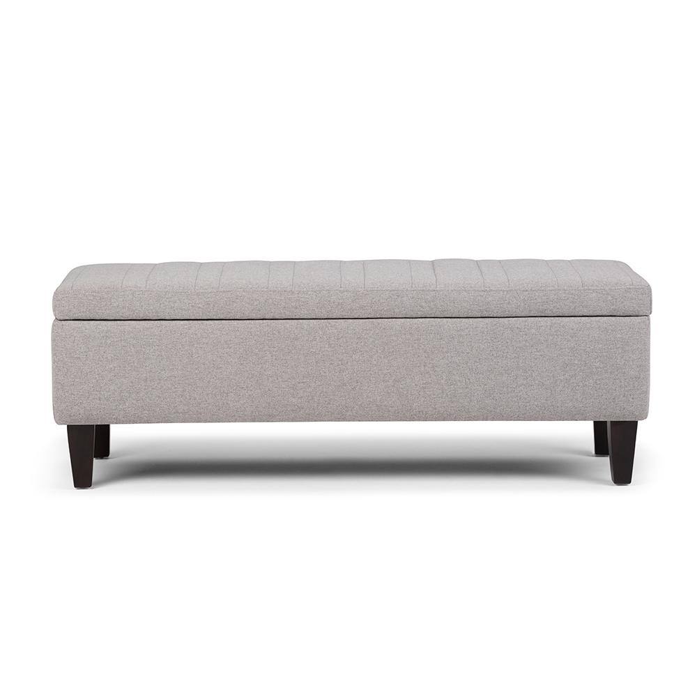 Gray Cloud Linen Rectangular Storage Ottoman with Lift-Up Lid