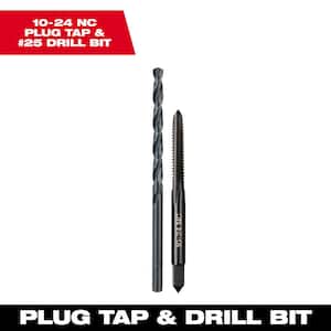 10-24 NC Straight Flute Plug Tap and #25 Drill Bit