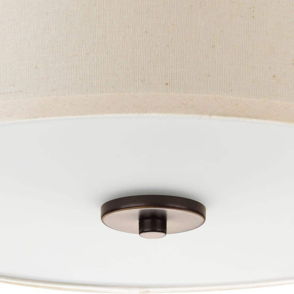 Elegant Bronze 16" Drum Flush Mount with Etched Glass Diffuser