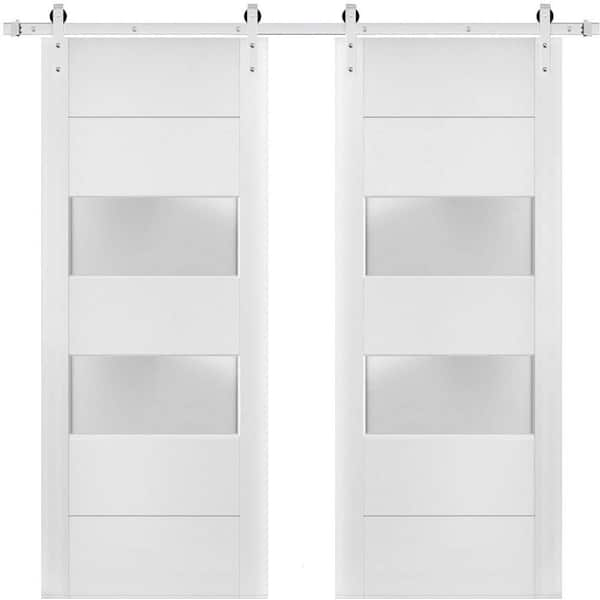 Sartodoors 4010 36 In. X 96 In. 2-Lite Frosted Glass White Finished ...