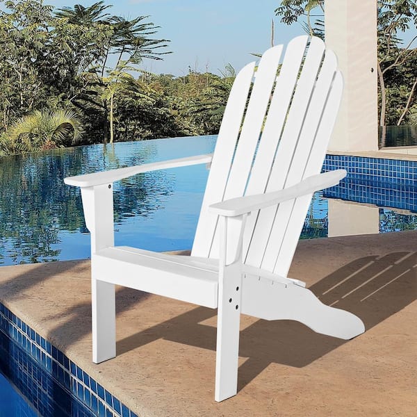 White Acacia Wood Solid Wood Adirondack Chair with Ergonomic Design Durable Patio Garden Furniture Set of 1