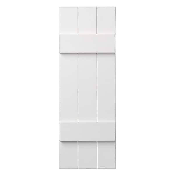 Ply Gem 11 in. x 39 in. Polypropylene Plastic 3-Board Closed Board and Batten Shutters Pair in White
