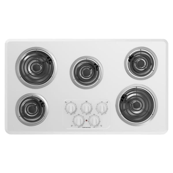 Amana 36 in. Coil Electric Cooktop in White with 5 Elements