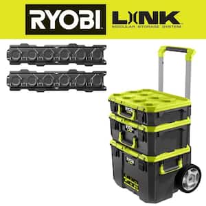 LINK Rolling Tool Box w/ Standard and Medium Tool Box w/ Wall Rail (2-Pack)