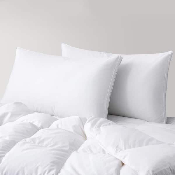 Bafode Goose Feathers Down King Size Pillow Set of 2 Organic Cotton Cover, Gusseted Hotel Collection Bed Pillow
